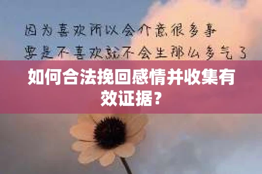 如何合法挽回感情并收集有效证据？