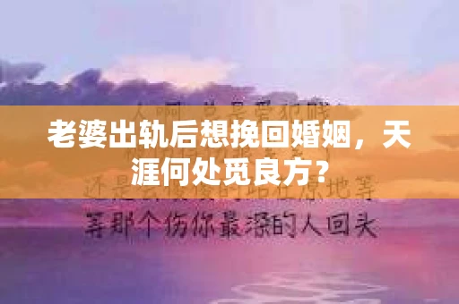 老婆出轨后想挽回婚姻，天涯何处觅良方？