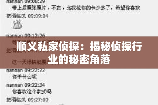 顺义私家侦探：揭秘侦探行业的秘密角落