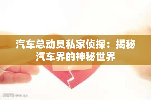 汽车总动员私家侦探：揭秘汽车界的神秘世界