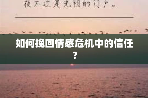 如何挽回情感危机中的信任？